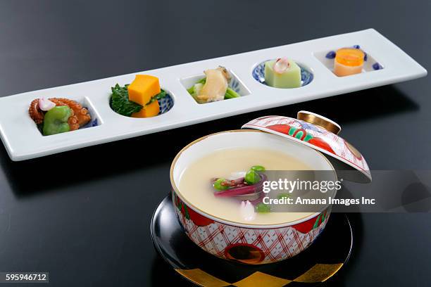 chawan-mushi and appetizer - chawanmushi stock pictures, royalty-free photos & images