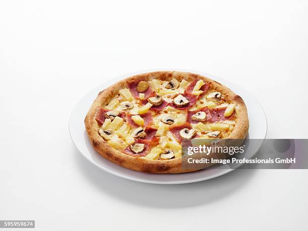 hawaiian pizza - pizza hawaiana fotografías e imágenes de stock