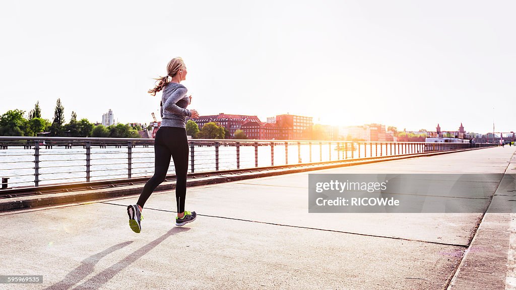 Woman jogging in Berlin city