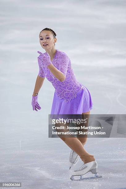 Pauline Wanner of France competes during the junior ladies free skating on day two of the ISU Junior Grand Prix of Figure Skating on August 26, 2016...
