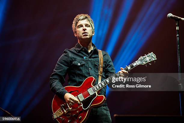Noel Gallagher of Noel Gallagher's High Flying Birds performs at Bellahouston Park on August 26, 2016 in Glasgow, Scotland.