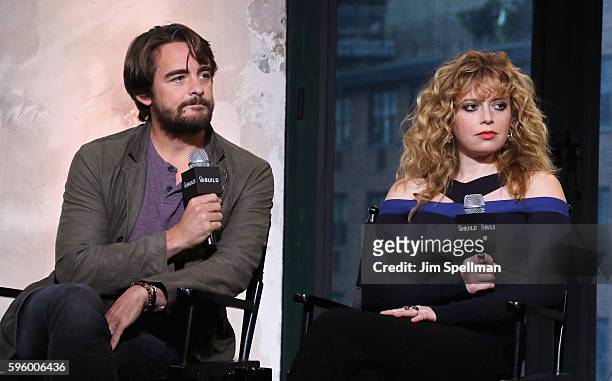 Actors Vincent Piazza and Natasha Lyonne attend the AOL Build Presents Clea DuVall, Vincent Piazza & Natasha Lyonne discussing their film "The...