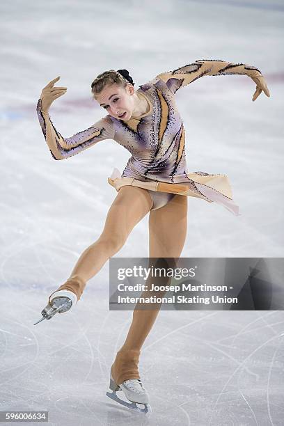 Julie Froetscher of France competes during the junior ladies free skating on day two of the ISU Junior Grand Prix of Figure Skating on August 26,...