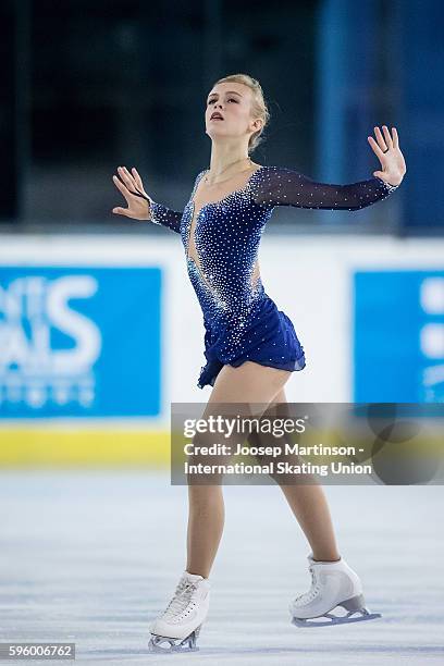 Emmi Peltonen of Finland competes during the junior ladies free skating on day two of the ISU Junior Grand Prix of Figure Skating on August 26, 2016...