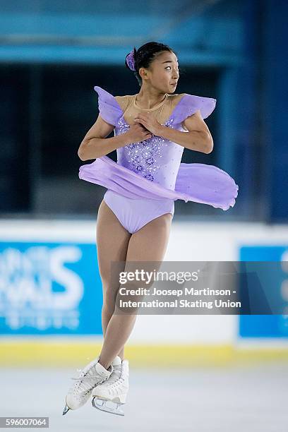 Kaori Sakamoto of Japan competes during the junior ladies free skating on day two of the ISU Junior Grand Prix of Figure Skating on August 26, 2016...