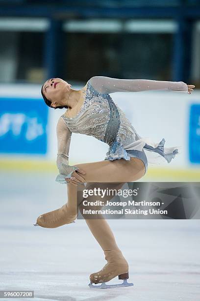 Rin Nitaya of Japan competes during the junior ladies free skating on day two of the ISU Junior Grand Prix of Figure Skating on August 26, 2016 in...