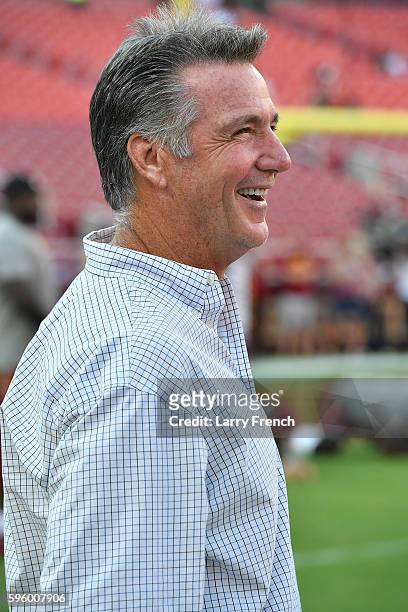 Team president of the Washington Redskins Bruce Allen is seen before the game between the Washington Redskins and the Buffalo Bills at FedExField on...