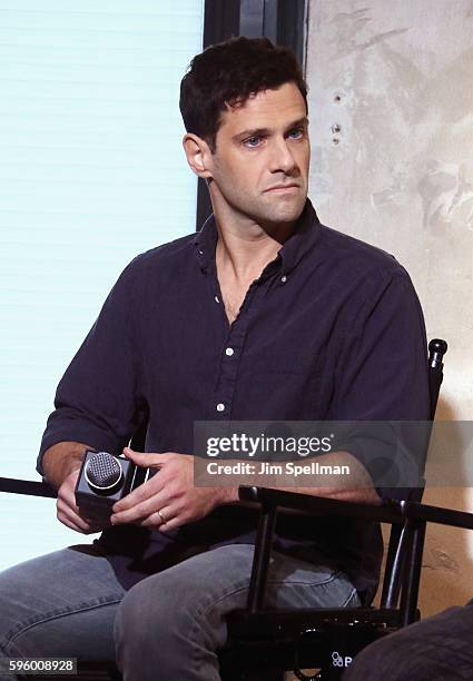 Actor Justin Bartha attends the AOL Build Presents Elizabeth Wood, Morgan Saylor, Justin Bartha and Brian Marc discussion of "White Girl" at AOL HQ...