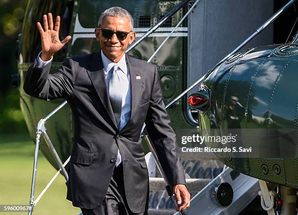 President Barack Obama returns to the White House on August 26, 2016 in Washington, DC