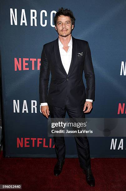 Actor Pedro Pascal attends the season 2 premiere of "Narcos" at ArcLight Cinemas on August 24, 2016 in Hollywood, California.