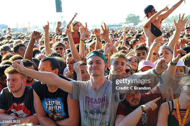 Crowd scene at the Main Stage during Day 1 of the Reading Festival at Richfield Avenue on August 26, 2016 in Reading, England.