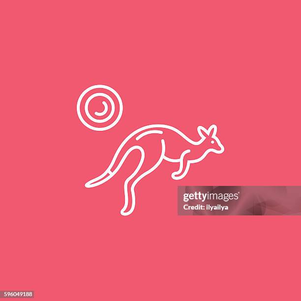 ilustraciones, imágenes clip art, dibujos animados e iconos de stock de ilustración vectorial de australia. logotipo de canguro - animated kangaroo