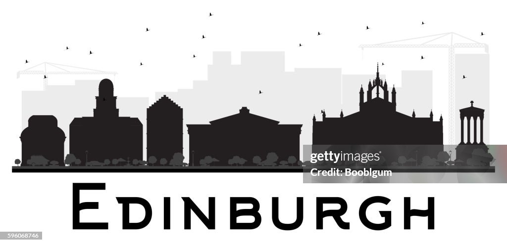 Edinburgh Graphics Edinburgh City Skyline Black And White Silhouette High-Res Vector ...