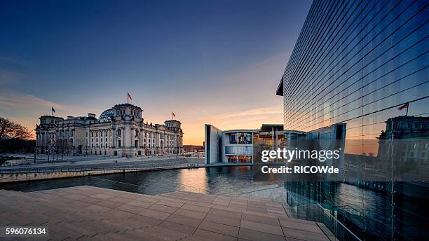 berlin reichtstag with spree river - the reichstag bildbanksfoton och bilder