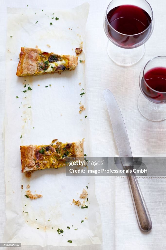 Torta rustica (savoury cake with mushrooms and Scamorza cheese, Italy)