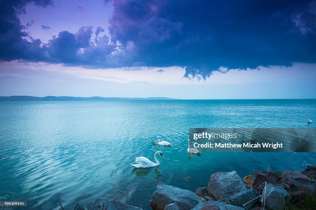Photograph a sunset at Lake Balaton.