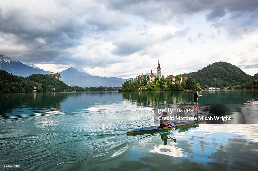 Paddling to the iconic Church on the Lake.