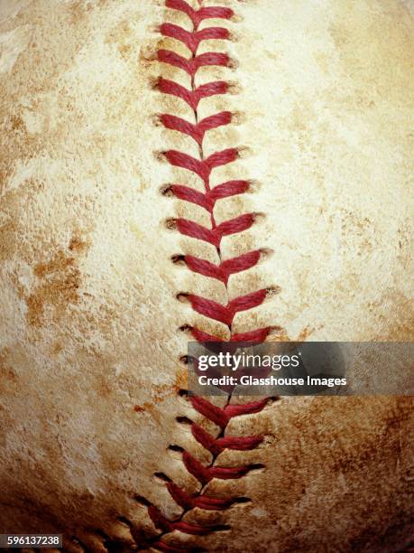 baseball stitching detail - baseball pattern stock-fotos und bilder