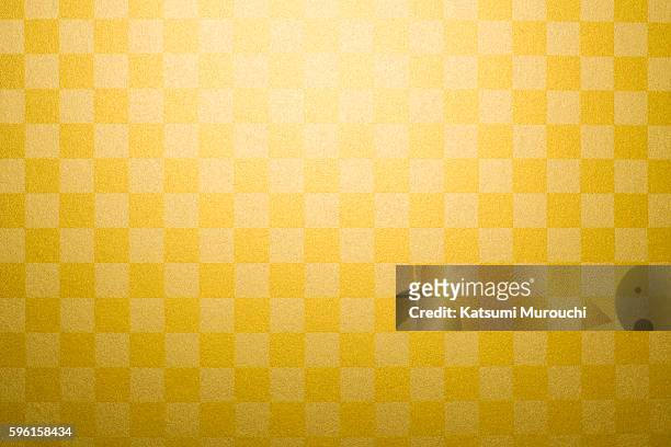 gold plaid paper - japanese culture stock pictures, royalty-free photos & images