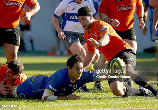 Brisbane City David Findlay-Henaway fails to score a try during the round one NRC match between the NSW Country Eagles and Brisbane City at Sydney...