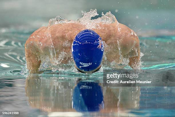 Adam Barrett of Great Britain competes in the 100m Men's Butterfly on day two of the FINA Swimming World Cup 2016 on August 27, 2016 in Chartres,...