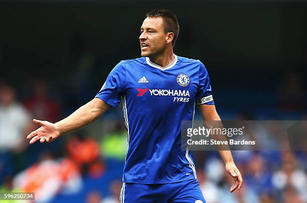 John Terry of Chelsea in action during the Premier League match between Chelsea and Burnley at Stamford Bridge on August 27, 2016 in London, England.
