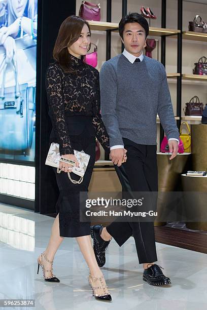 South Korean actors Son Tae-Young and Kwon Sang-Woo attend the photocall for 'VALENTINO' at Shinsegae Department on August 26, 2016 in Busan, South...