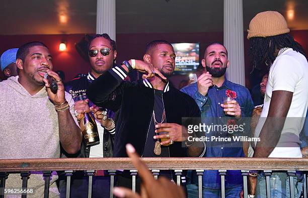 Holiday, Future, Usher, Drake and Young Thug attend the Summer Sixteen Concert after Party at The Mansion Elan on August 27, 2016 in Atlanta, Georgia.