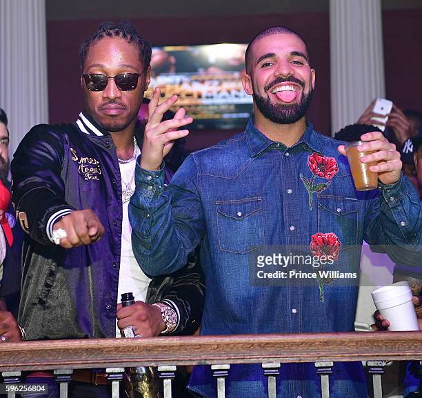 Rapper Future and Drake attend the Summer Sixteen Concert Afterparty at The Mansion Elan on August 27, 2016 in Atlanta, Georgia.
