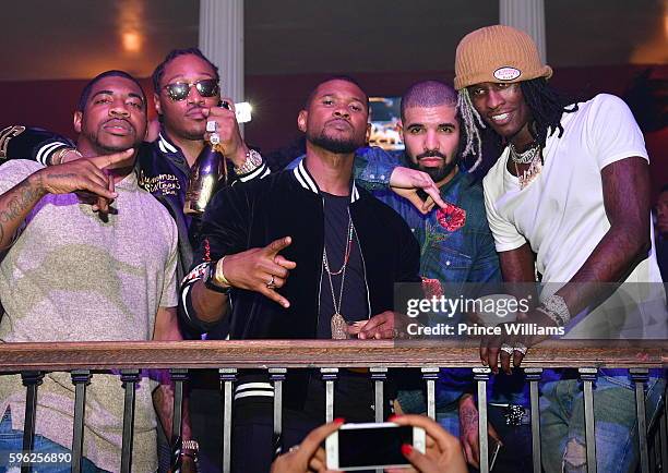 Holiday, Future, Usher, Drake and Young Thug attend the Summer Sixteen Concert after Party at The Mansion Elan on August 27, 2016 in Atlanta, Georgia.