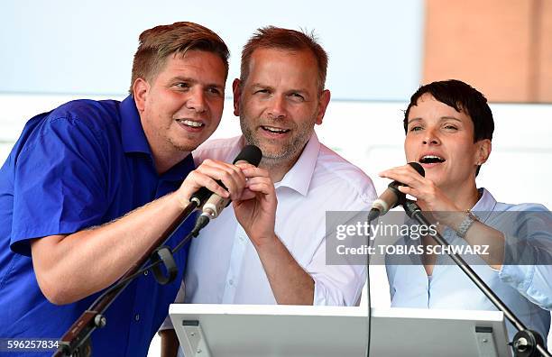 Leif-Erik Holm , top candidate for regional elections of the Alternative for Germany party, AfD party chairwoman Frauke Petry and AfD party member...