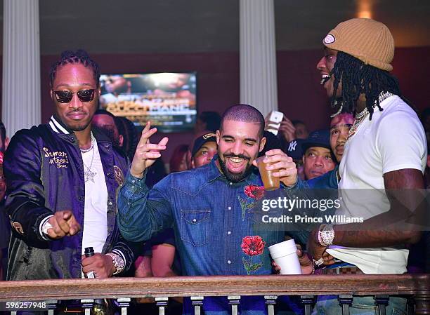 Rapper Future, Drake and Young Thug attend the Summer Sixteen Concert After Party at The Mansion Elan on August 27, 2016 in Atlanta, Georgia.