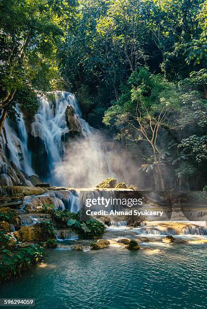 kuang si waterfall - laos stock-fotos und bilder