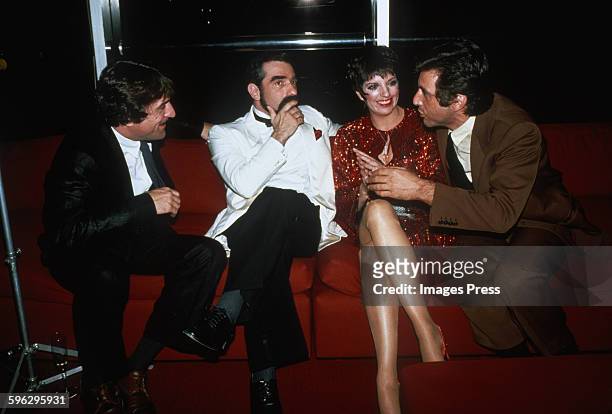Liza Minnelli with Robert De Niro, Martin Scorsese and Al Pacino circa 1981 in New York City.
