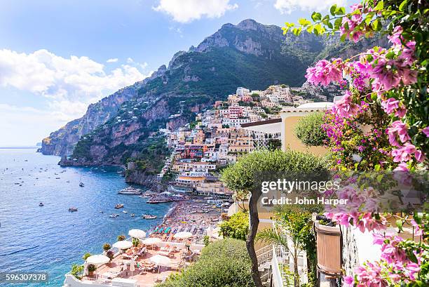 positano on amalfi coast, italy - salerno stock pictures, royalty-free photos & images