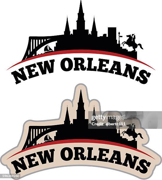 stylized new orleans cityscape graphic - new orleans stock illustrations