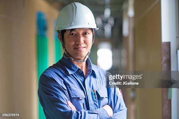 若い建設作業員  - 工事　日本人 ストックフォトと画像