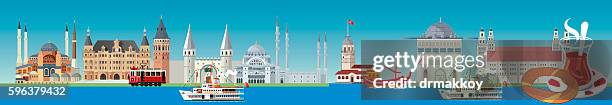 ilustraciones, imágenes clip art, dibujos animados e iconos de stock de horizonte de la ciudad de estambul  - haydarpasa