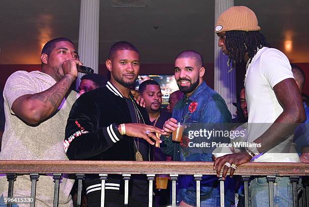 Holiday, Usher, Drake and Young Thug attend the Summer Sixteen Concert After Party at The Mansion Elan on August 27, 2016 in Atlanta, Georgia.