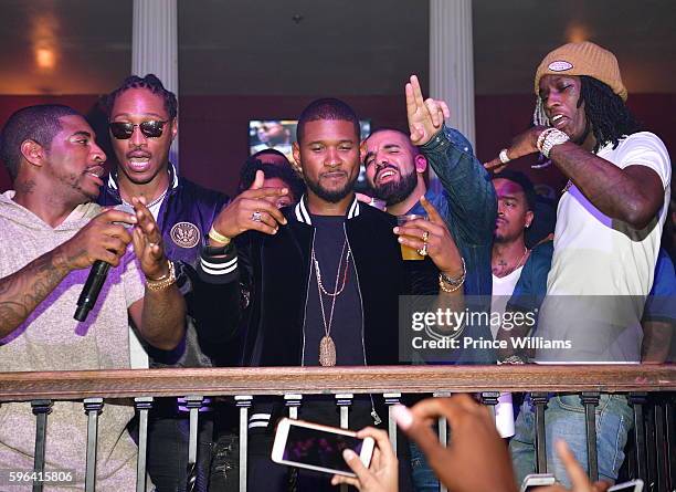 Holiday, Future, Usher, Drake, Young Thug attend the Summer Sixteen Concert After Party at The Mansion Elan on August 27, 2016 in Atlanta, Georgia.