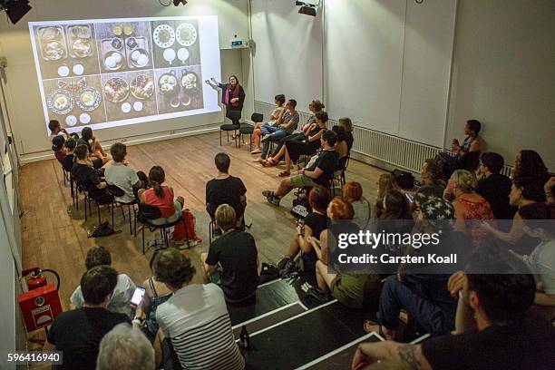 Jacqueline Bourke of Getty Images speaks during the EyeEm photofestival at Heimathafen Neukoelln on August 27, 2016 in Berlin, Germany.