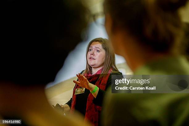 Jacqueline Bourke of Getty Images speaks during the EyeEm photofestival at Heimathafen Neukoelln on August 27, 2016 in Berlin, Germany.