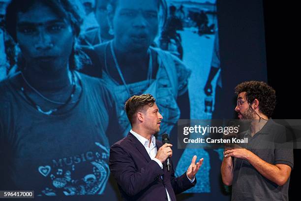 Zacharie Rabehi , Photographer of the Year 2016, during an interview after he won the prize during the award ceremony of the EyeEm photofestival at...