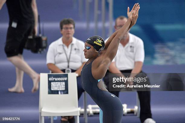 Alia Atkinson of the Jamaica prepares to compete in the 100m Women's Breaststroke Finals on day two of the FINA Swimming World Cup 2016 on August 27,...