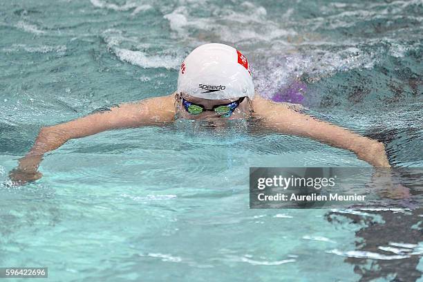 Kin Lok Chan of Hong-Kong competes in the 100m Women's Individual Medley Finals on day two of the FINA Swimming World Cup 2016 on August 27, 2016 in...