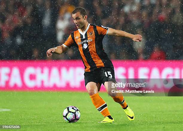 Shaun Maloney of Hull City in action during the Premier League match between Hull City and Manchester United at KCOM Stadium on August 27, 2016 in...