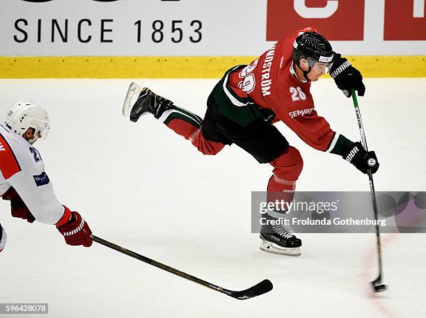 Johan Sundstrom of Frolunda Gothenburg during the Champions Hockey League match between Frolunda Gothenburg and Dynamo Pardubice on August 27, 2016...