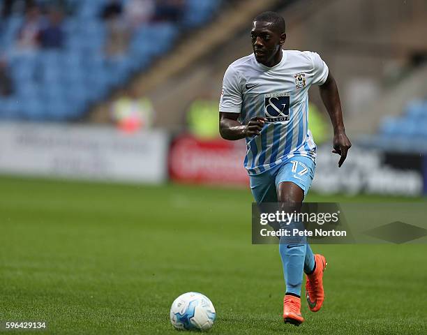 Marvin Sordell of Coventry City in action during the Sky Bet League One match between Coventry City and Northampton Town at Ricoh Arena on August 27,...