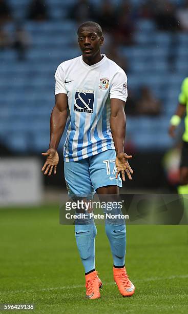 Marvin Sordell of Coventry City in action during the Sky Bet League One match between Coventry City and Northampton Town at Ricoh Arena on August 27,...