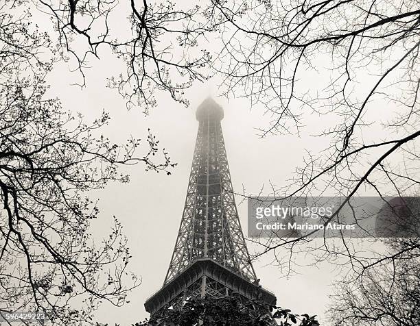 paris in winter - zwart wit polaroids stockfoto's en -beelden